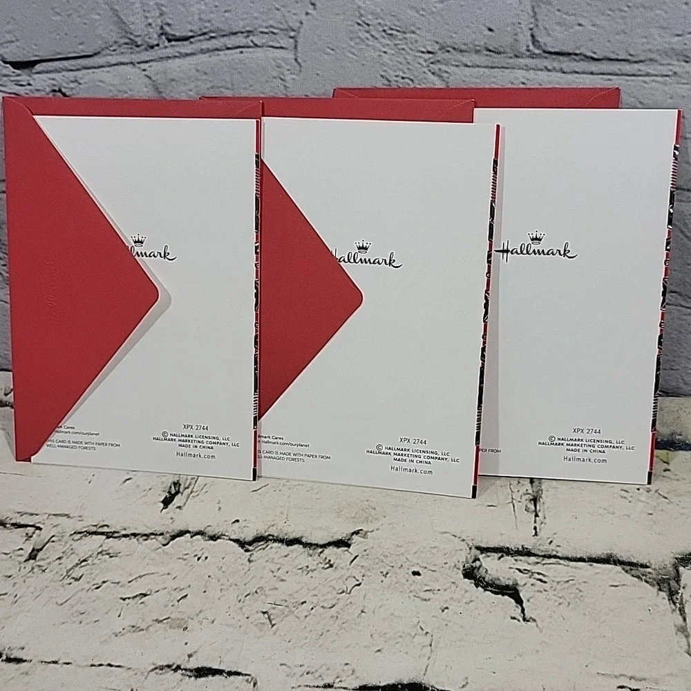 Hallmark Red Silver Snowflake Christmas Cards Lot Of 3 With Envelopes New